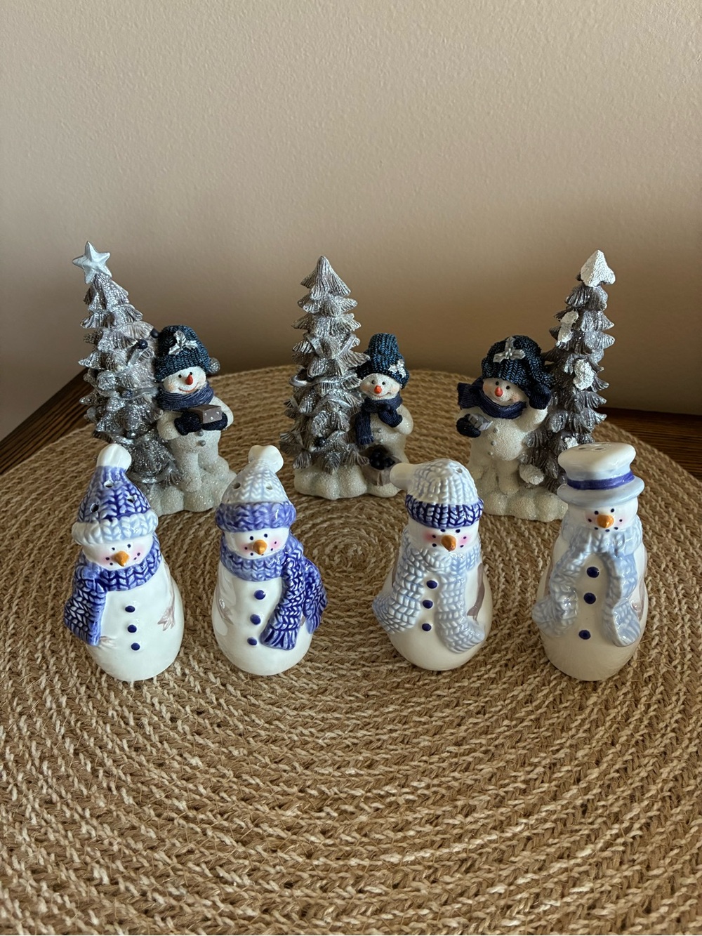 Blue/Silver & Blue/White Snowman Set of 7 pieces